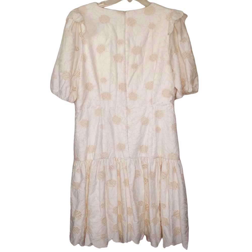 Alex Marie Embroidered Floral Puff Sleeve Ruffled Hem V Neck Dress Size 16 - Picture 3 of 9
